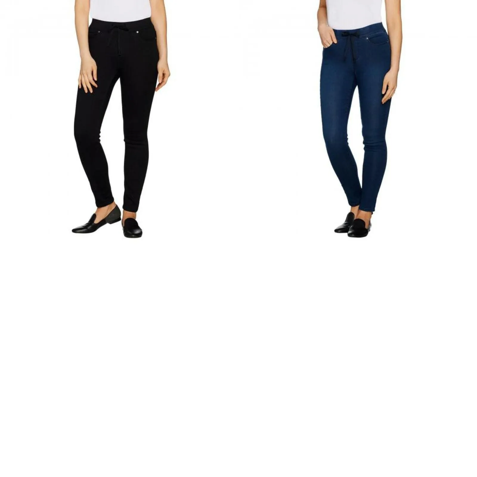 Martha Stewart Petite Knit Denim Pull-On Faux Drawstring Jeans