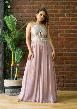 Mauve Mirror Work Jumpsuit