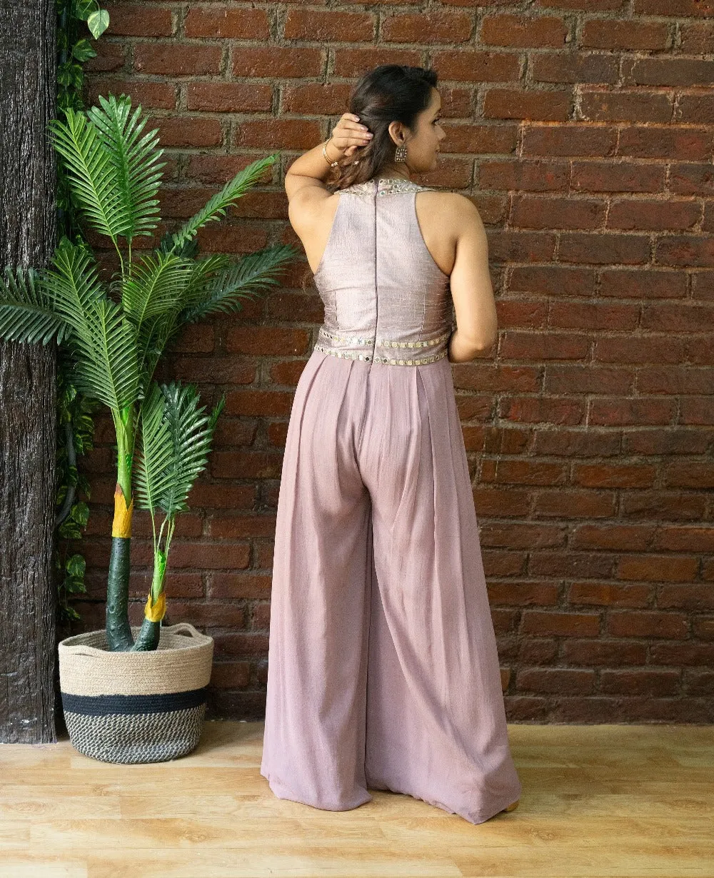 Mauve Mirror Work Jumpsuit