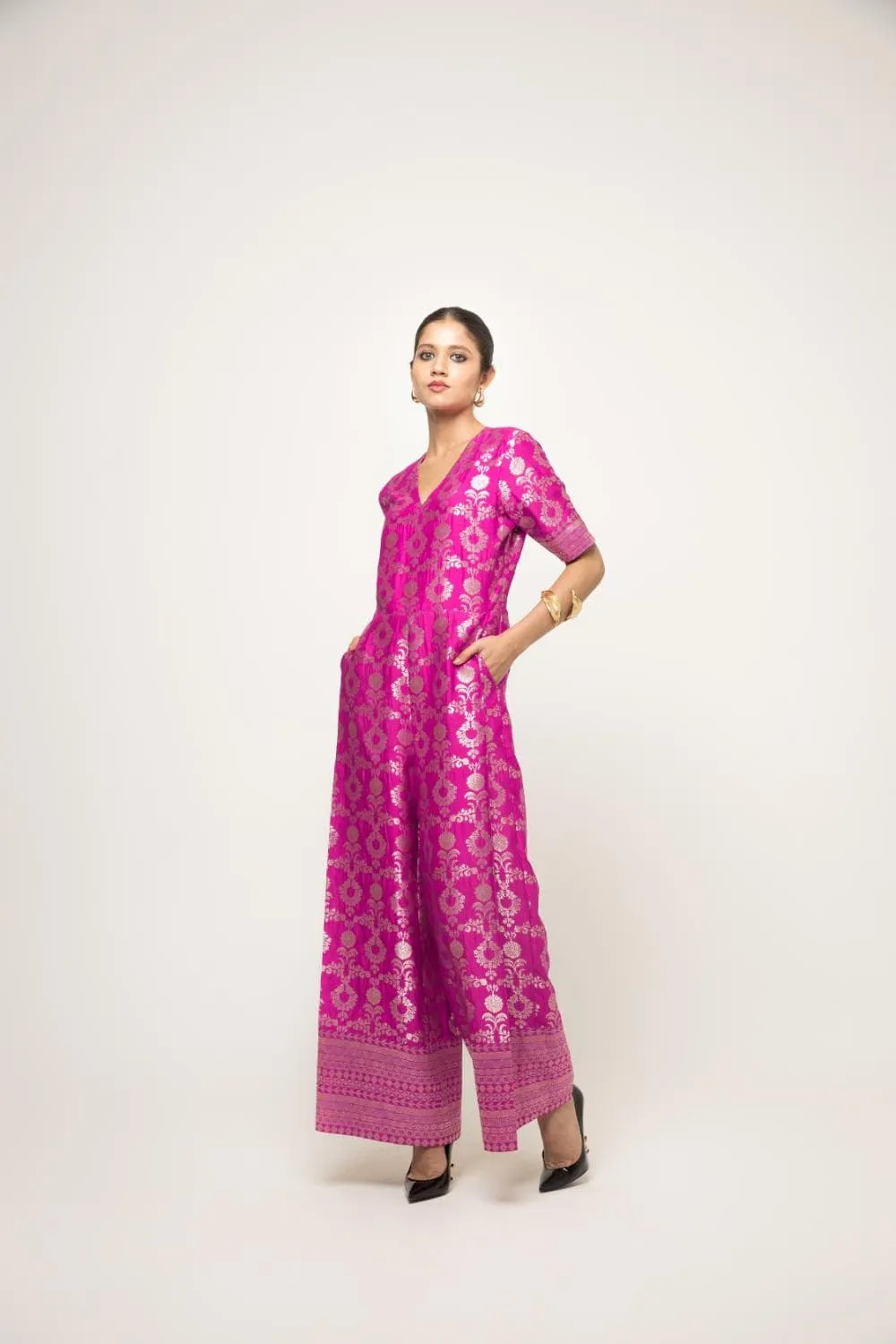Maya- Statement Brocade Jumpsuit