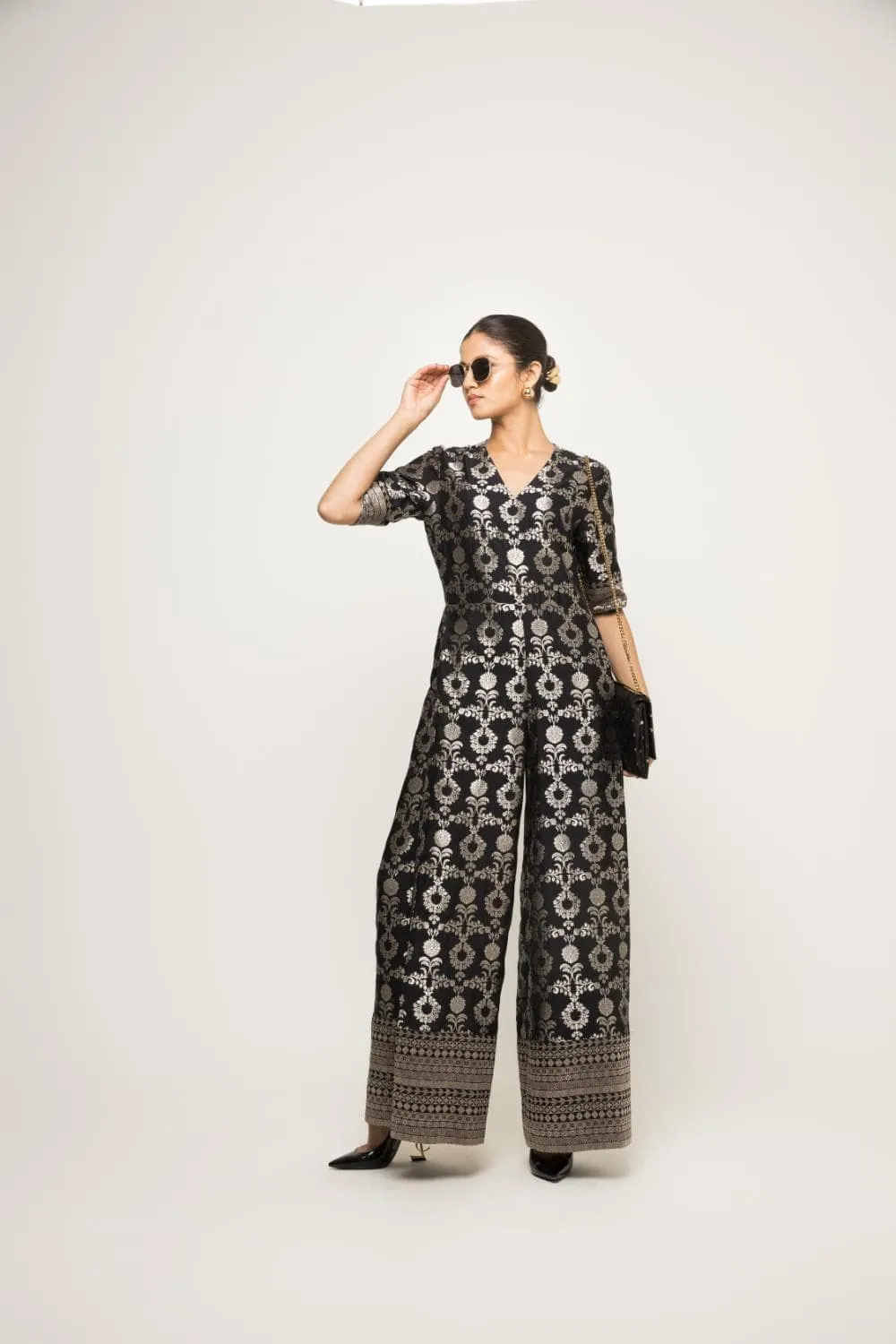 Maya-Statement Brocade Jumpsuit