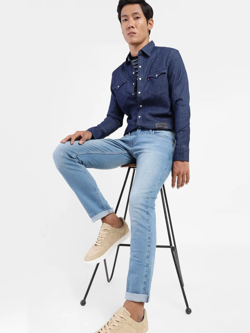 Men's 65504 Blue Skinny Fit Mid Rise Jeans