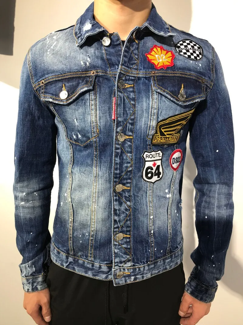 Mens  Trendy Fashion Ripped Denim Jacket
