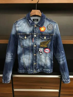 Mens  Trendy Fashion Ripped Denim Jacket
