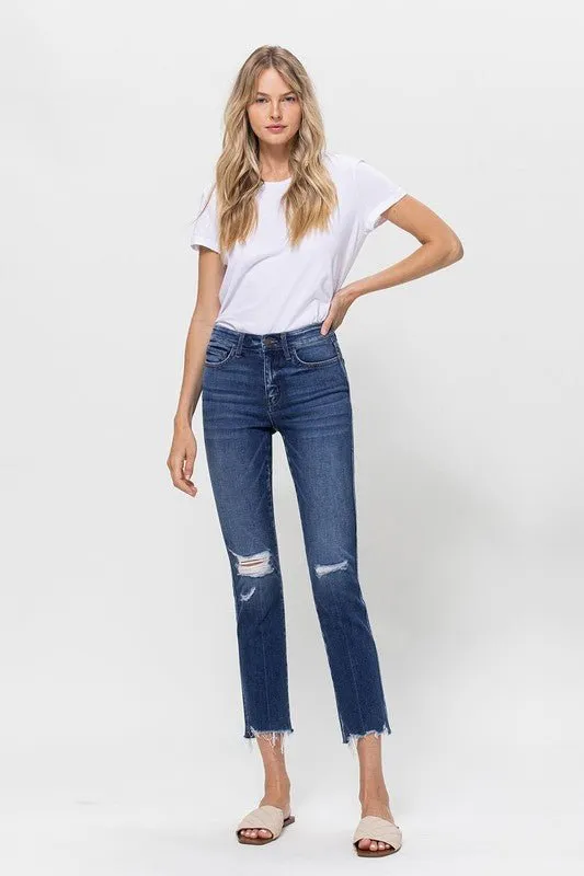 Midrise Crop Slim Straight Denim