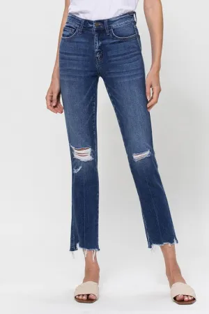 Midrise Crop Slim Straight Denim