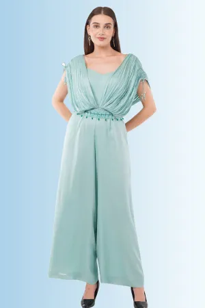 Mint Embroidered Jumpsuit & Belt