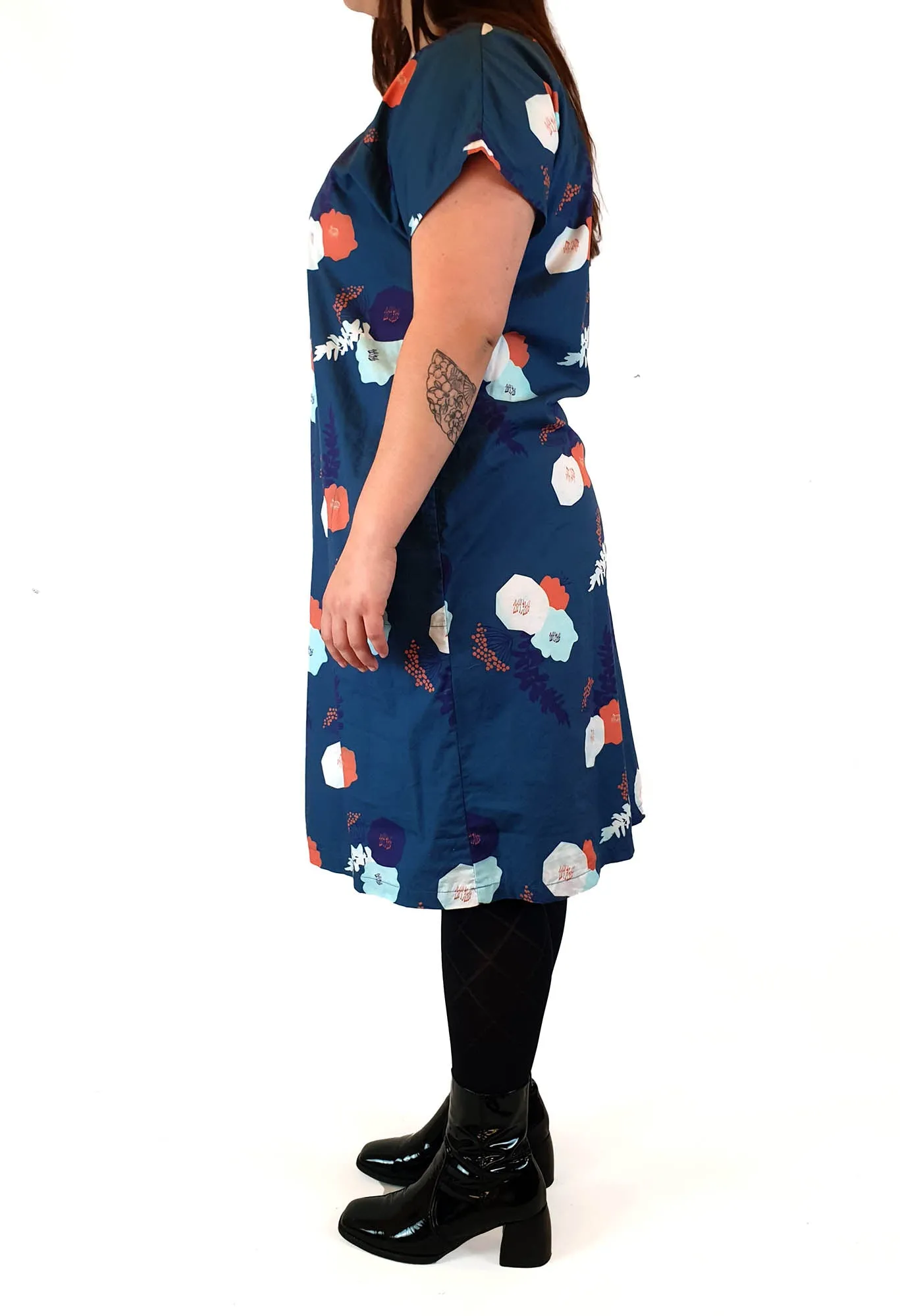 Miranda Murphy blue floral print cotton dress size XL
