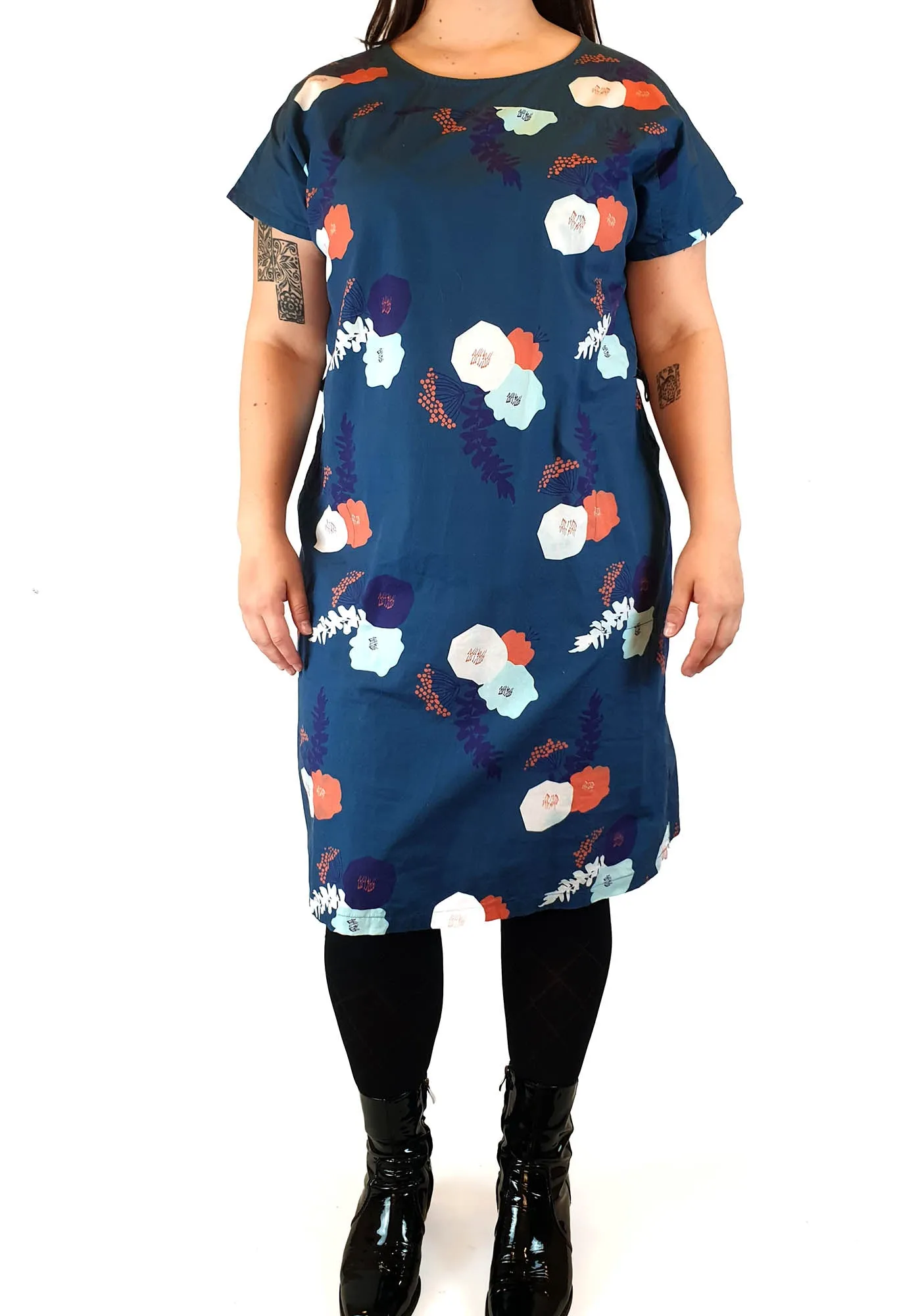 Miranda Murphy blue floral print cotton dress size XL