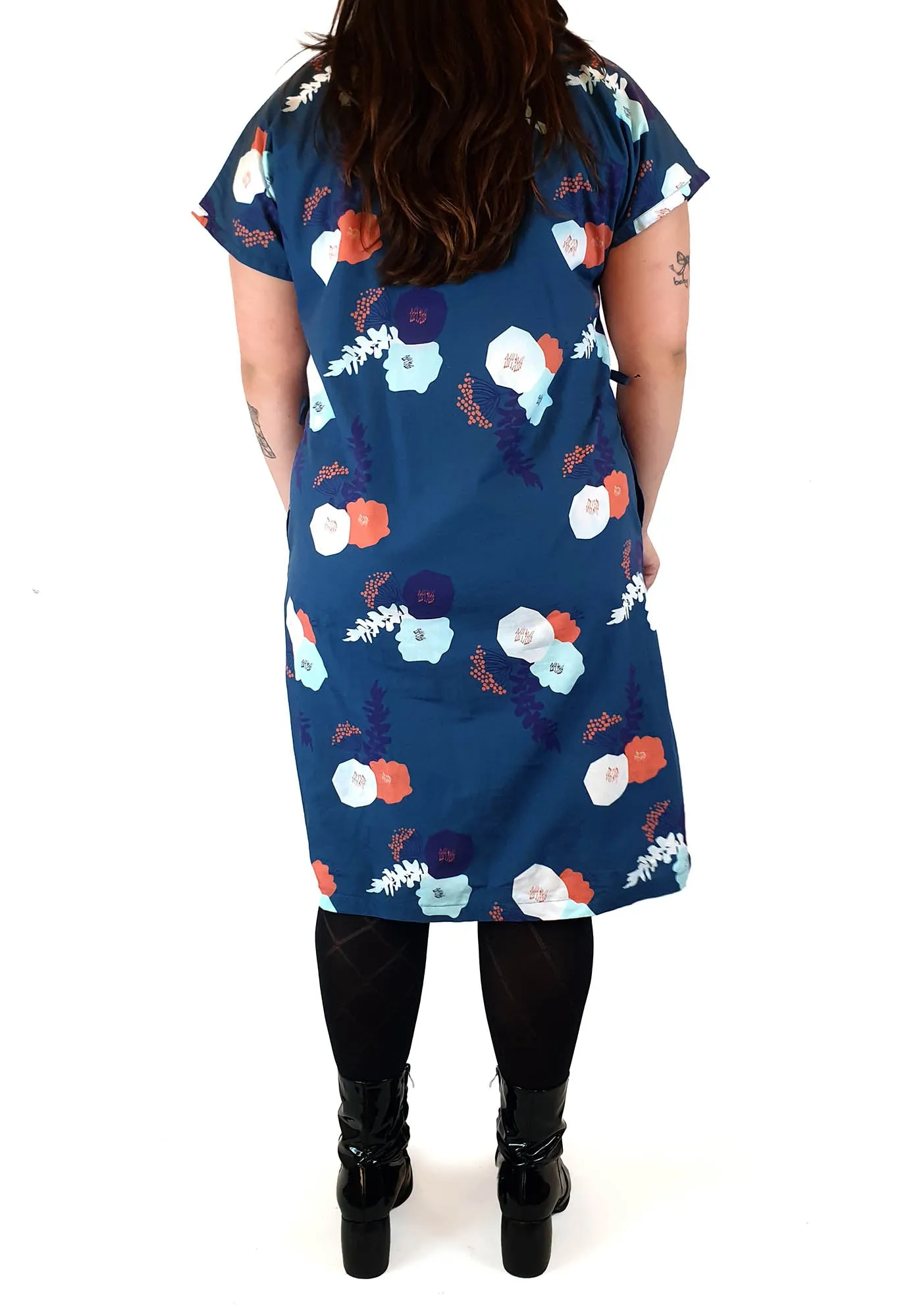 Miranda Murphy blue floral print cotton dress size XL