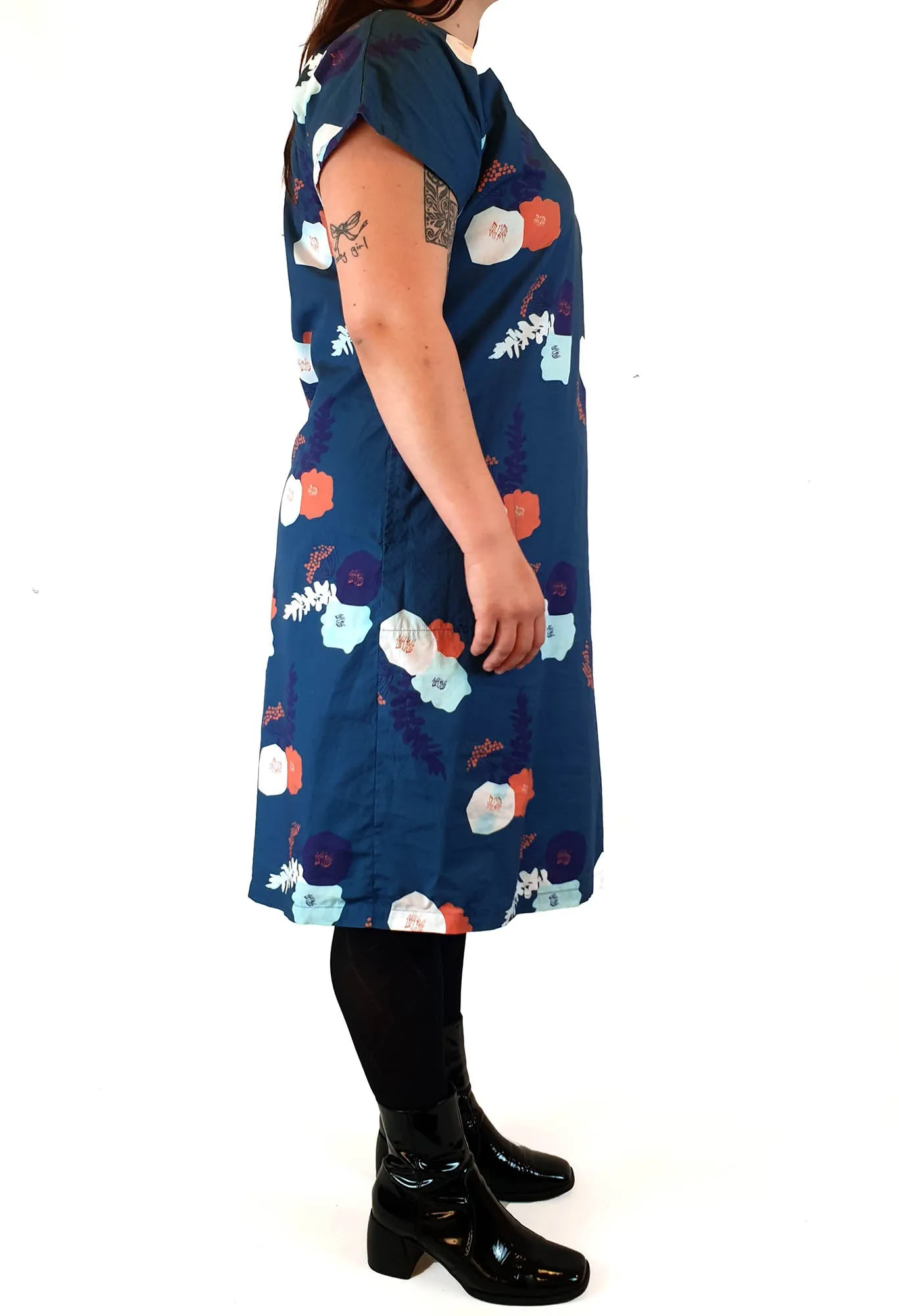 Miranda Murphy blue floral print cotton dress size XL