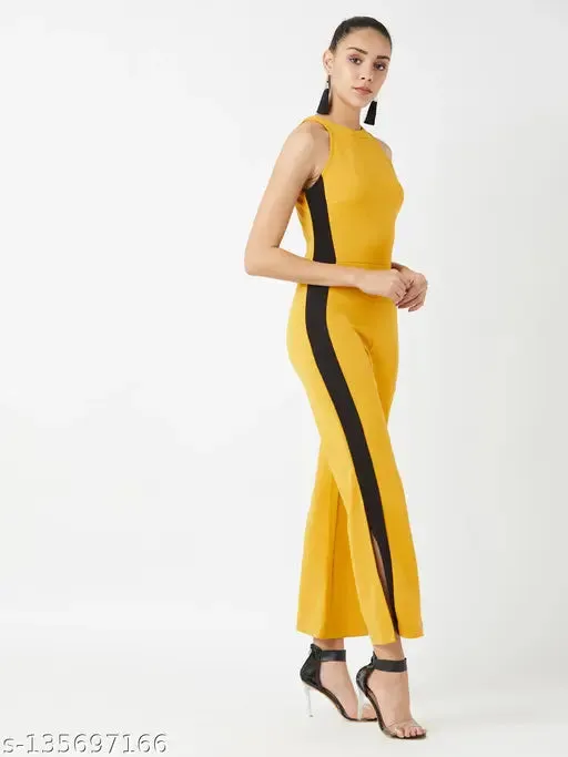 Miss Chase Womens Solid Halter Neck Multicolor Jumpsuits