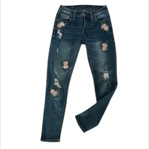Miss Me ankle skinny jeans size 25 embroidered roses floral