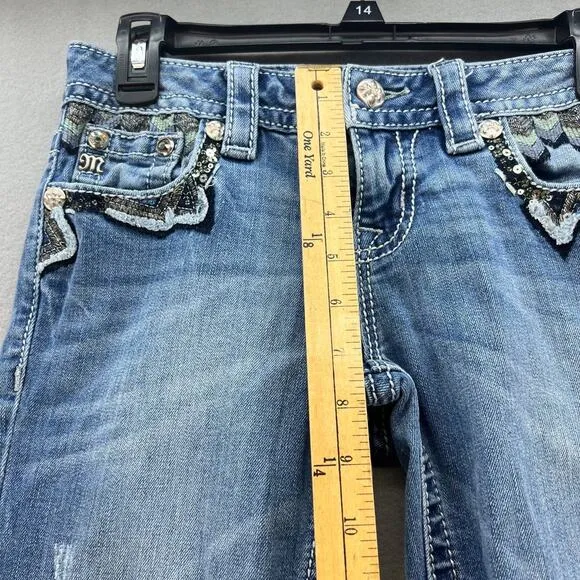 Miss Me Jeans Women's Size 26 (2) Signature Skinny Southwestern Feather Bling