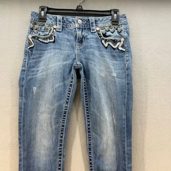 Miss Me Jeans Women's Size 26 (2) Signature Skinny Southwestern Feather Bling