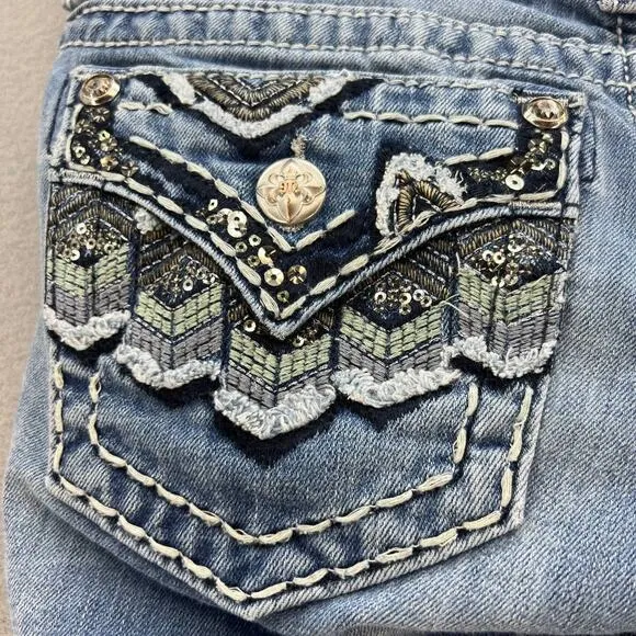 Miss Me Jeans Women's Size 26 (2) Signature Skinny Southwestern Feather Bling