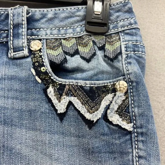 Miss Me Jeans Women's Size 26 (2) Signature Skinny Southwestern Feather Bling