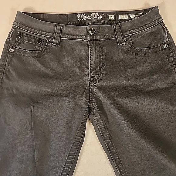 Miss Me Mid Rise Easy Skinny Black Embellished Skinny Jeans 29 Embroidered Y2K
