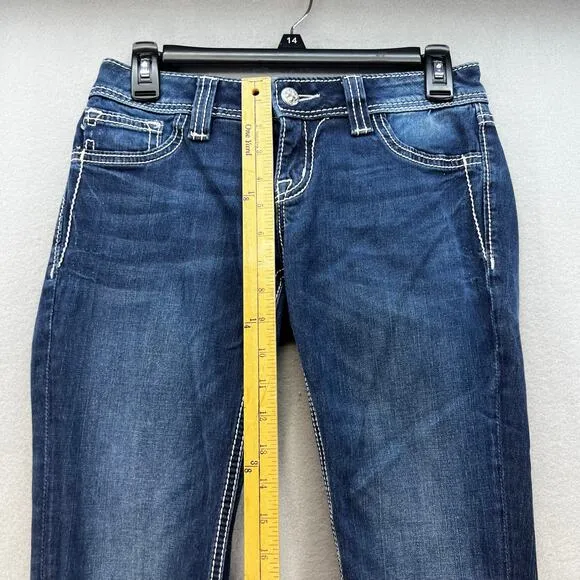 Miss Me Women’s Jeans Size 26x31 (2) Blue Signature Super Skinny Preppy Blingy