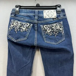 Miss Me Women’s Jeans Size 26x31 (2) Blue Signature Super Skinny Preppy Blingy