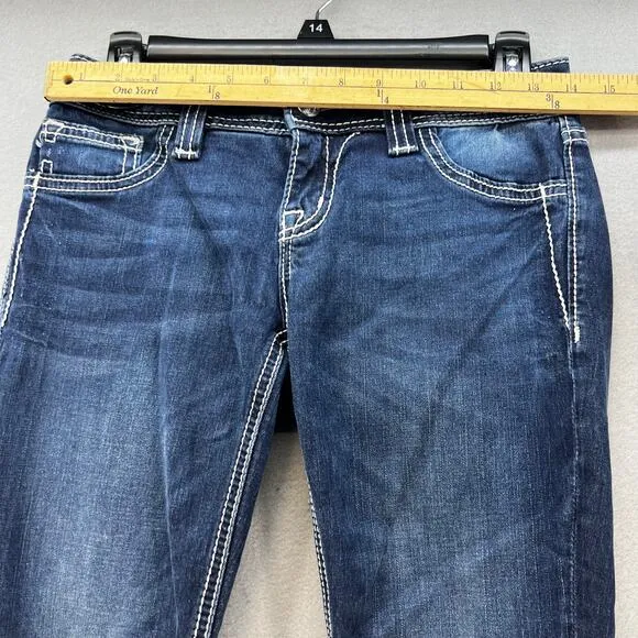 Miss Me Women’s Jeans Size 26x31 (2) Blue Signature Super Skinny Preppy Blingy