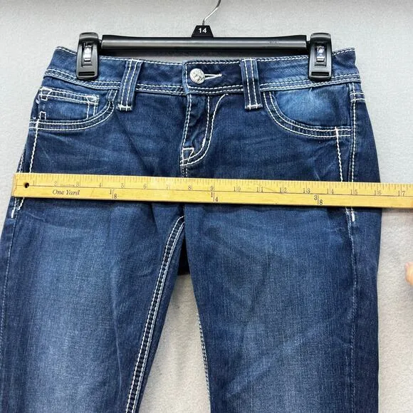 Miss Me Women’s Jeans Size 26x31 (2) Blue Signature Super Skinny Preppy Blingy