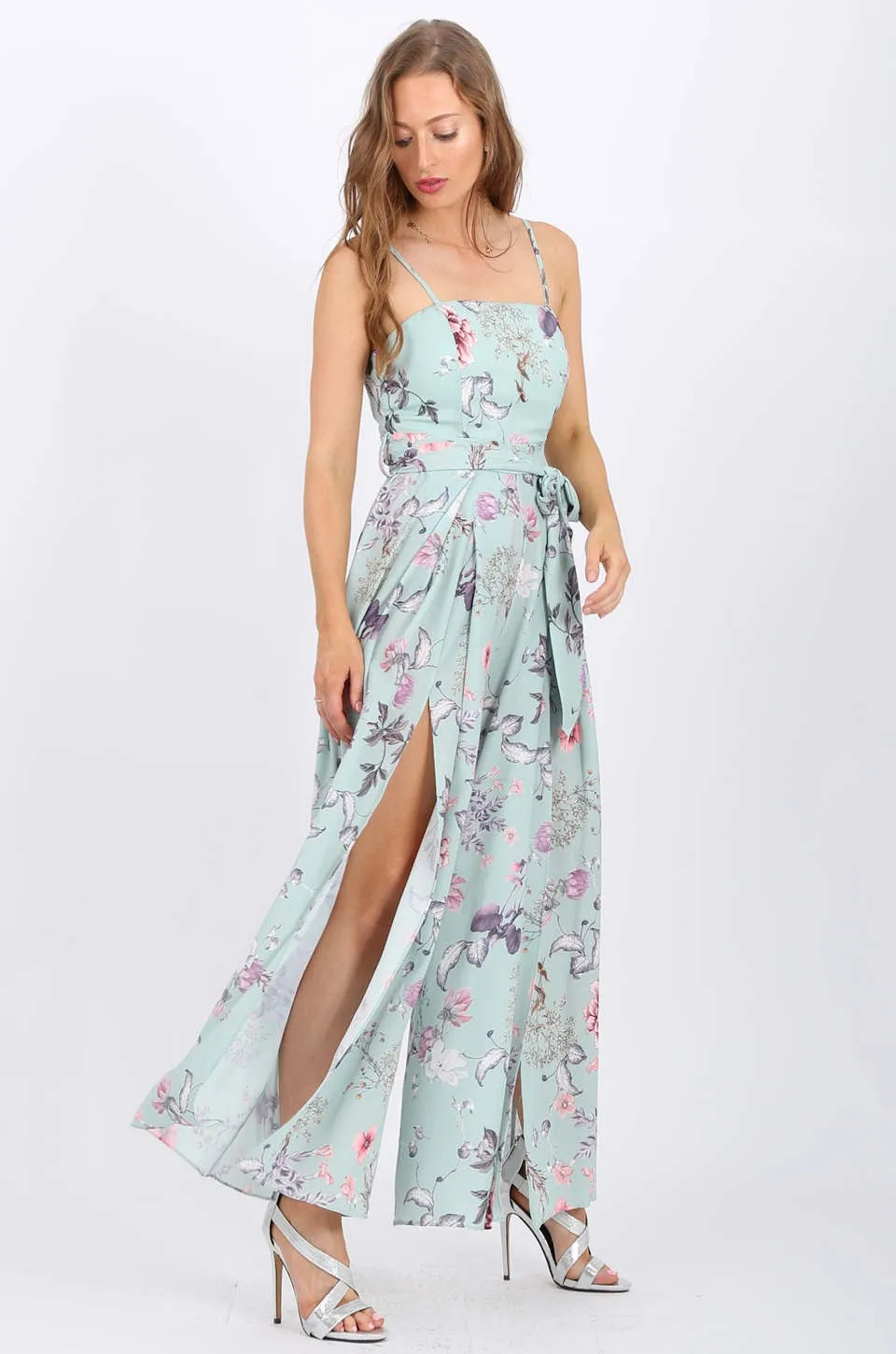MISS PINKI Maria Maxi Jumpsuit in blue floral