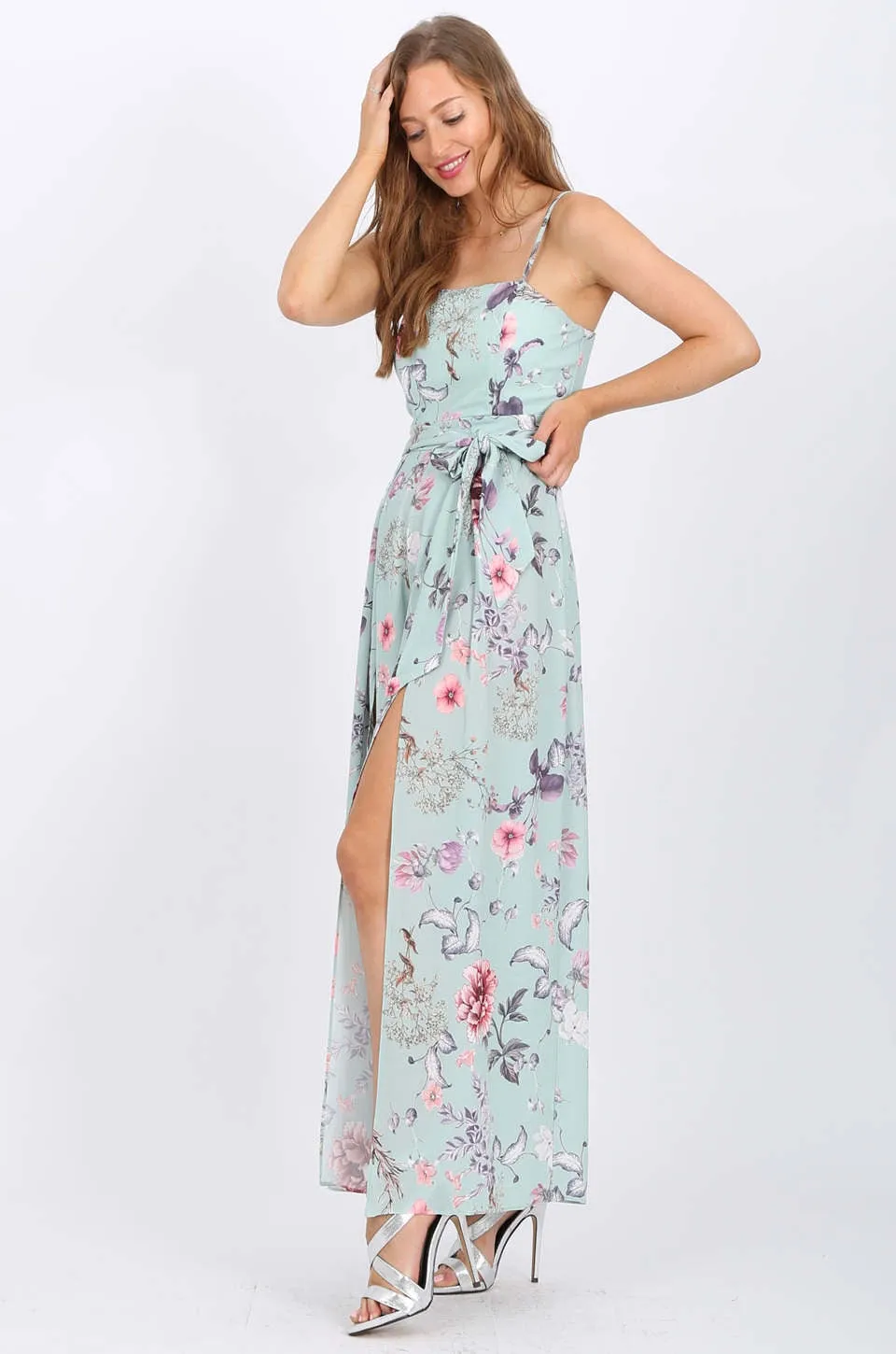 MISS PINKI Maria Maxi Jumpsuit in blue floral