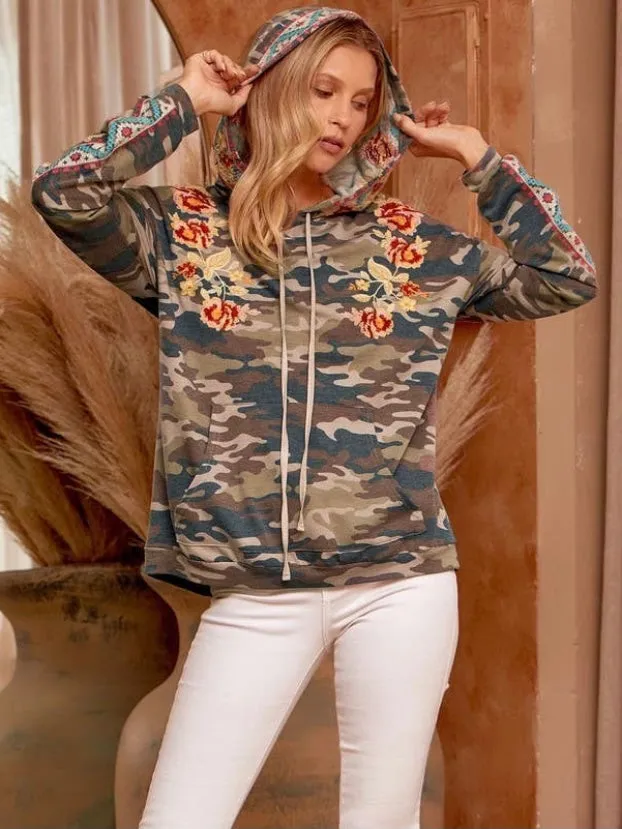Mixed Media Hoodie: Camo Mix