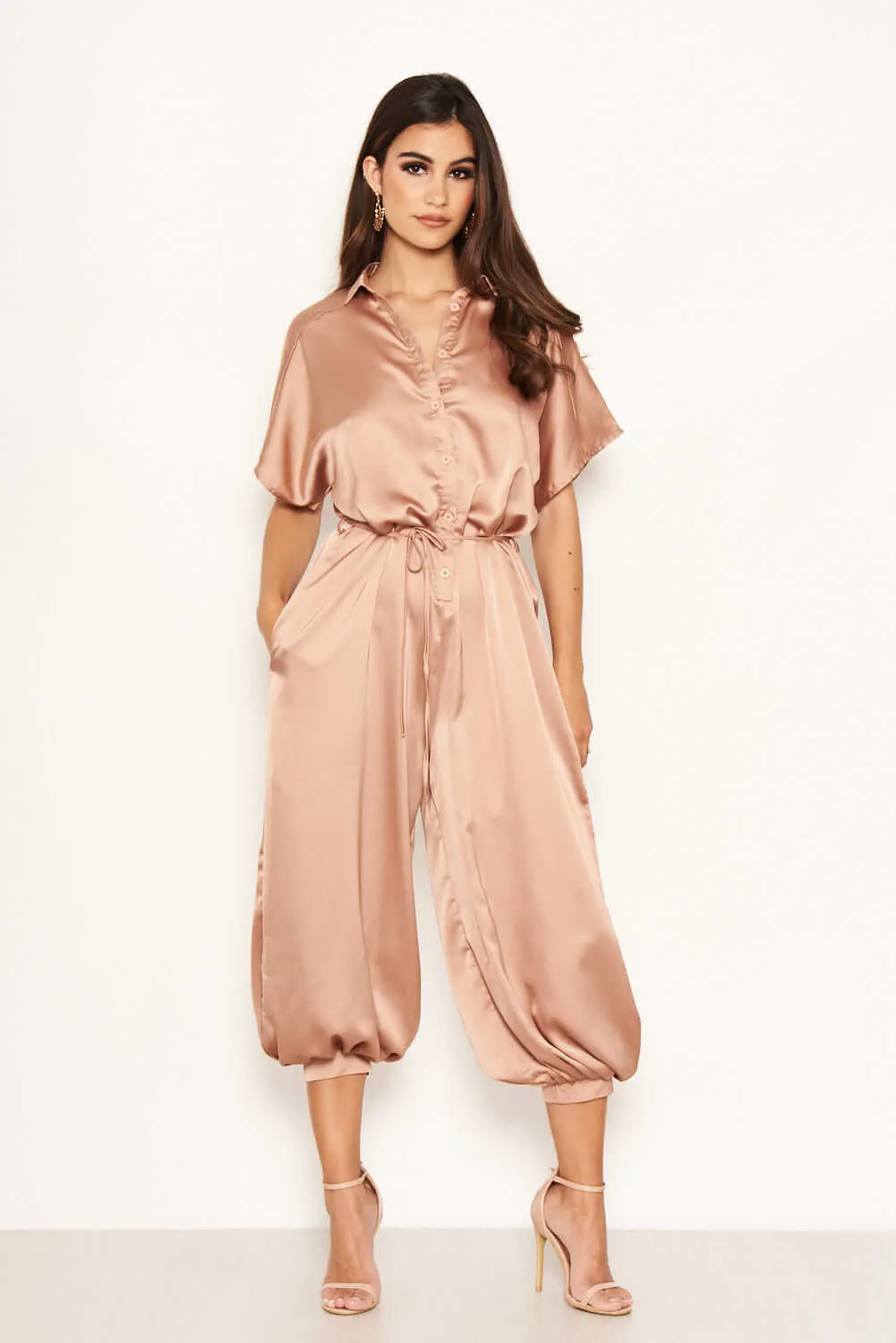 Mocha Button Up Jumpsuit