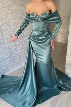 Modern Off-the-shoulder Long Sleeves  Prom Dresses Mermaid Long With