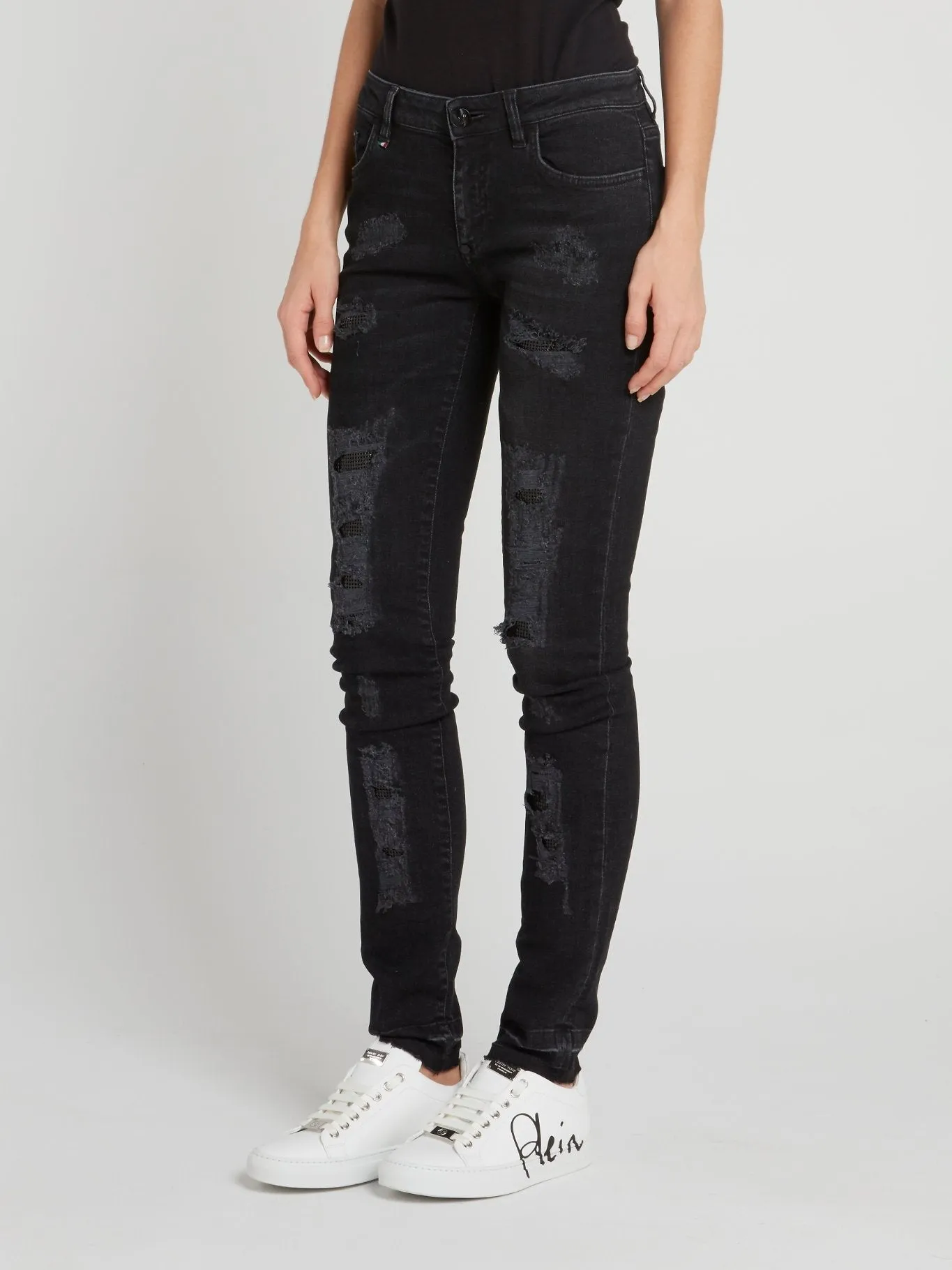 Morgan Black Distressed Skinny Jeans