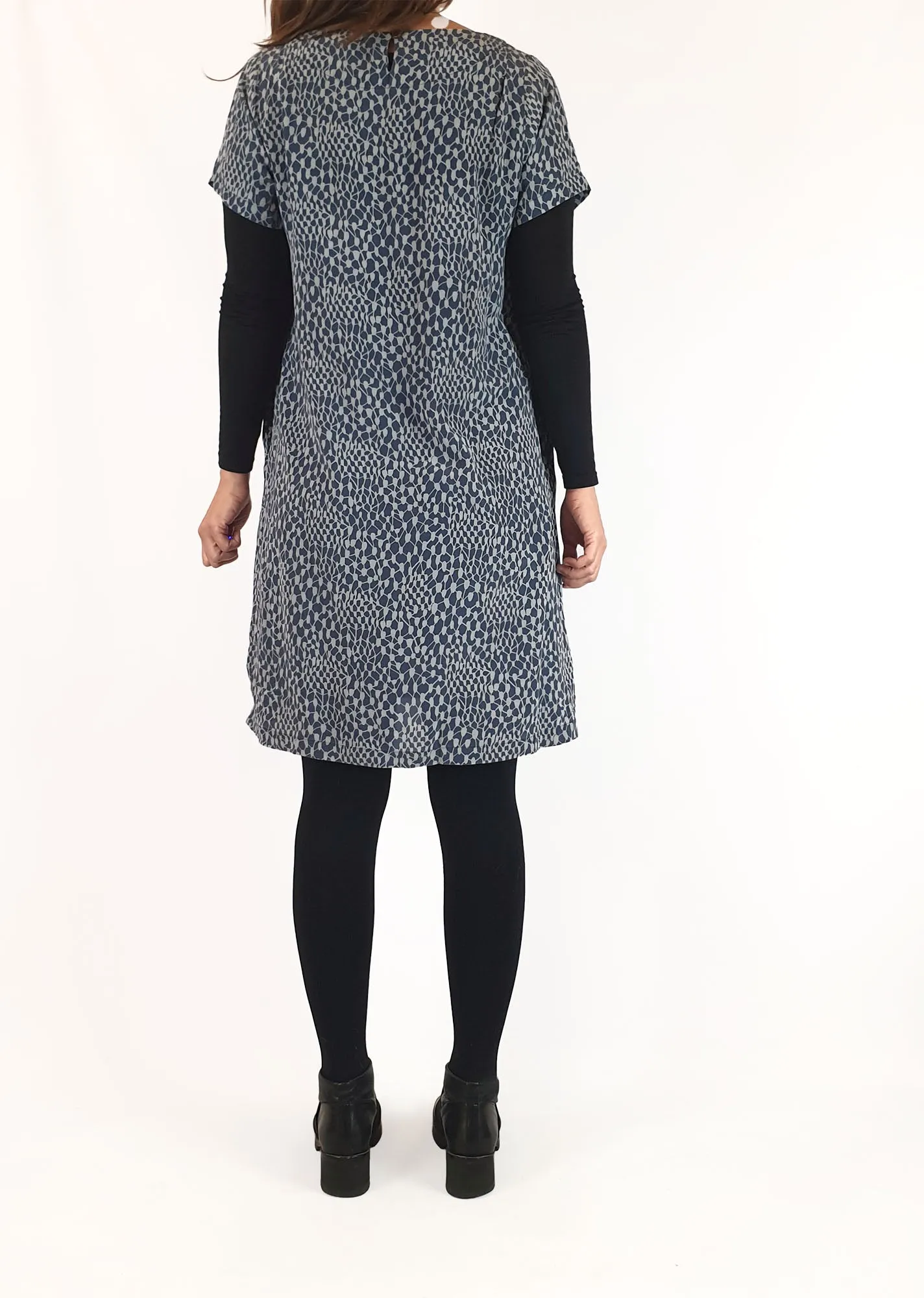 Nancybird blue print 100% silk dress size S