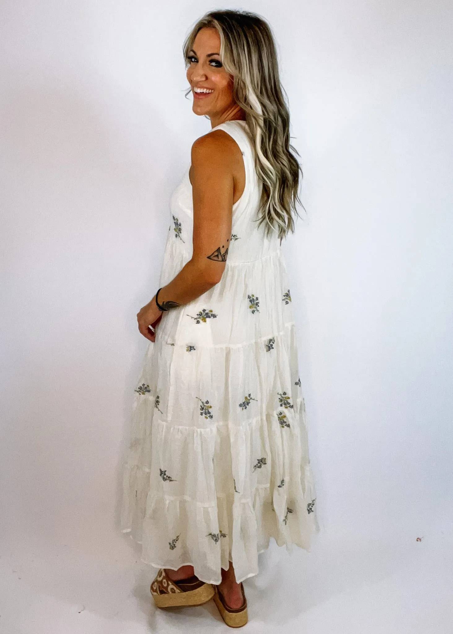 Nantucket Tiered Embroidered Midi Dress