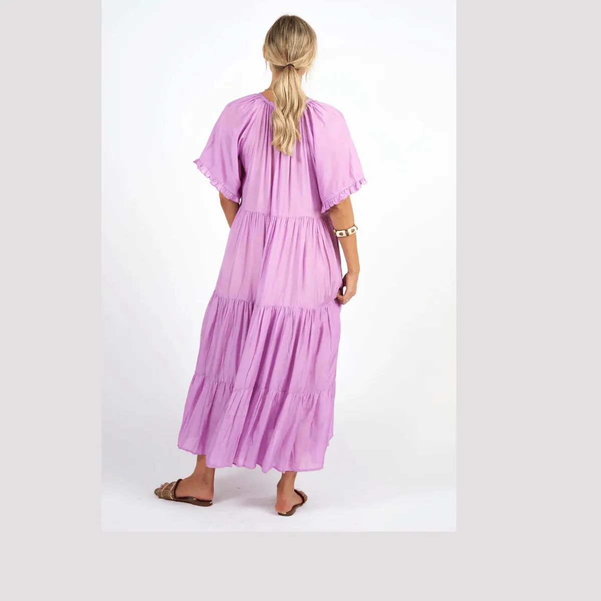 Naudic Lilac Amisha Maxi Short Sleeve Dress KK22-LV-1190