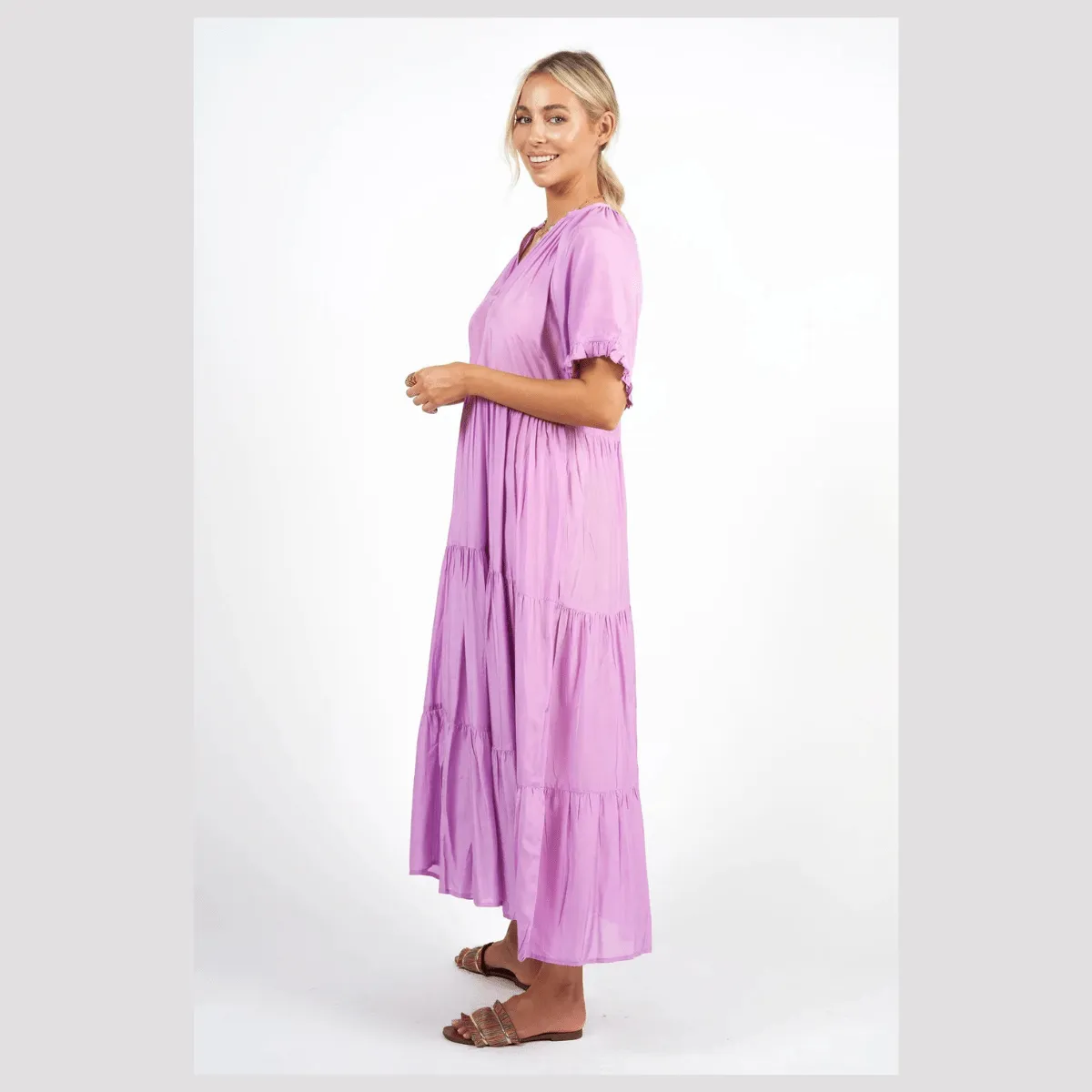 Naudic Lilac Amisha Maxi Short Sleeve Dress KK22-LV-1190