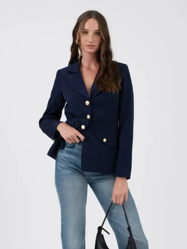 Navy Gold Button Blazer