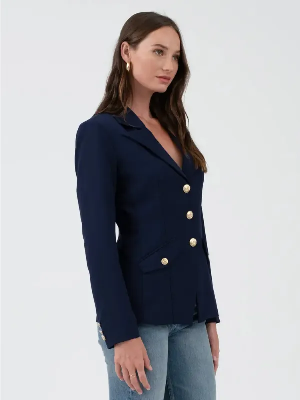 Navy Gold Button Blazer