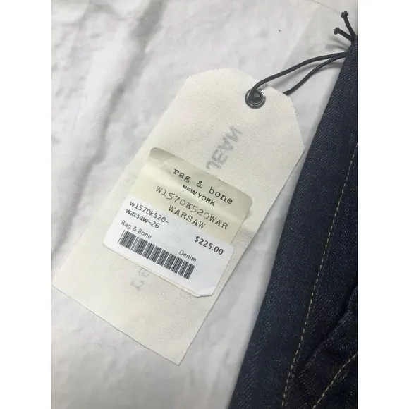 NEW! $225 RAG &amp; BONE JEAN DENNY HIGH RISE SKINNY ANKLE JEANS WARSAW SZ 26
