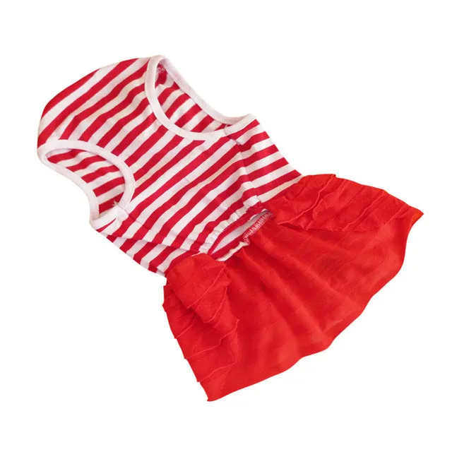 New Classy Striped Summer Dress! Teddy Princess Dog Dresses For Dogs Suitable Pet Clothes