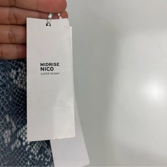 NEW Hudson Nico Mid Rise Super Skinny Jeans Blue Snake Print Women's Size 27