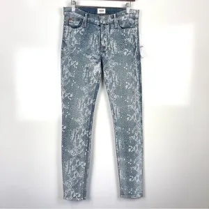 NEW Hudson Nico Mid Rise Super Skinny Jeans Blue Snake Print Women's Size 27