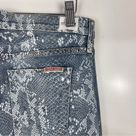 NEW Hudson Nico Mid Rise Super Skinny Jeans Blue Snake Print Women's Size 27