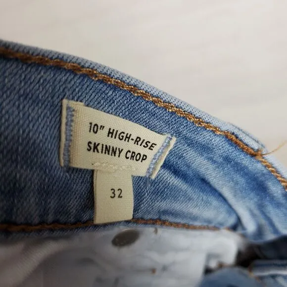 NEW Madewell 10&quot; High Rise Skinny Crop Jeans Sz 32 Blue Charlemont Wash Stretch