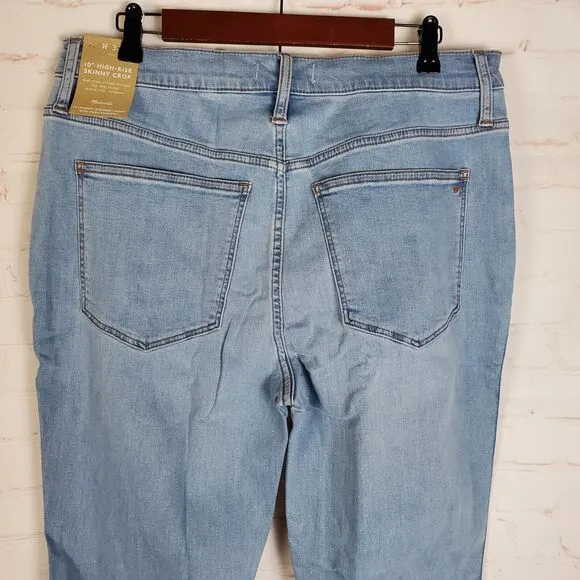 NEW Madewell 10&quot; High Rise Skinny Crop Jeans Sz 32 Blue Charlemont Wash Stretch