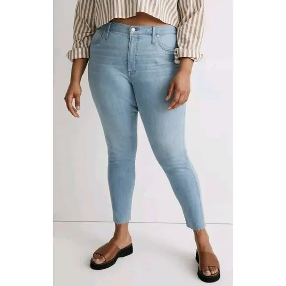 NEW Madewell 10&quot; High Rise Skinny Crop Jeans Sz 32 Blue Charlemont Wash Stretch