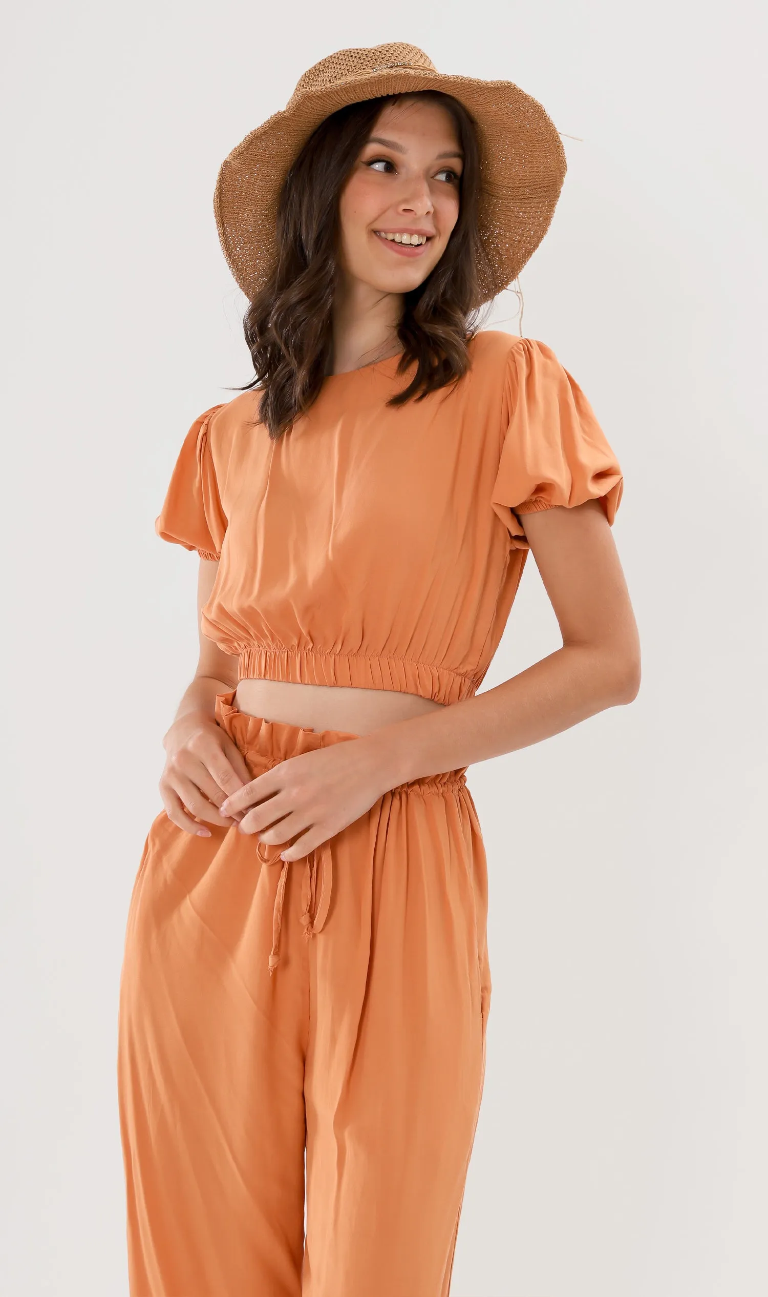 NIA Short-Sleeve Top & Pants Co-ord (Melon)