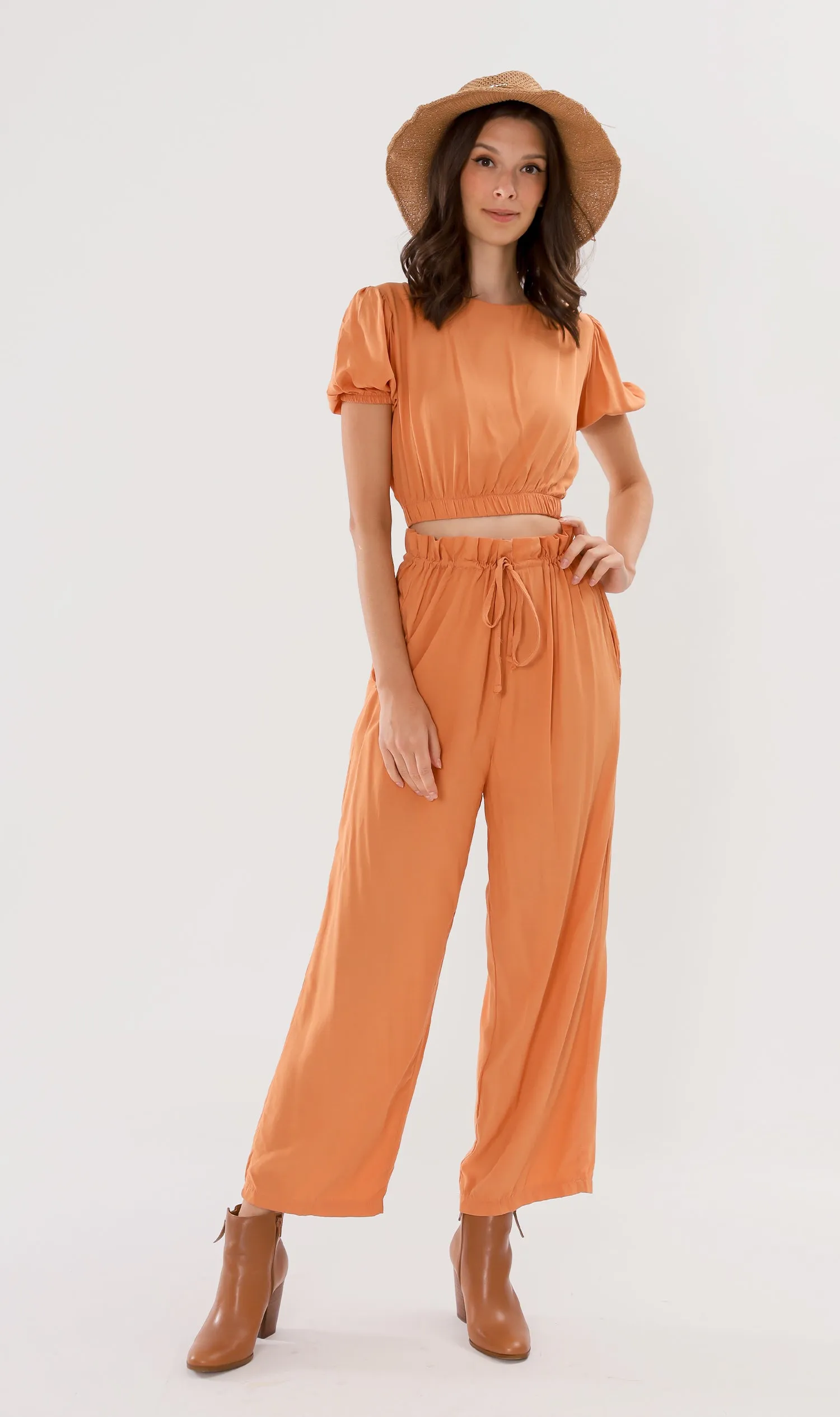 NIA Short-Sleeve Top & Pants Co-ord (Melon)