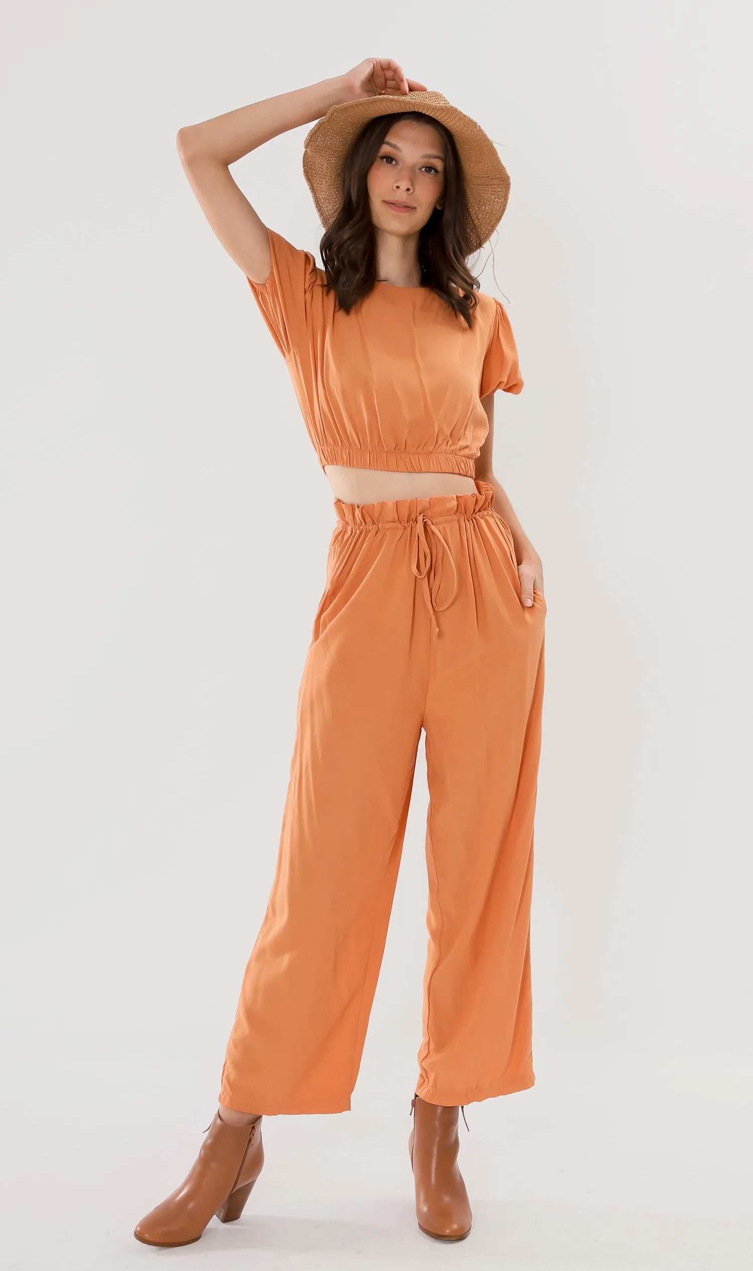 NIA Short-Sleeve Top & Pants Co-ord (Melon)