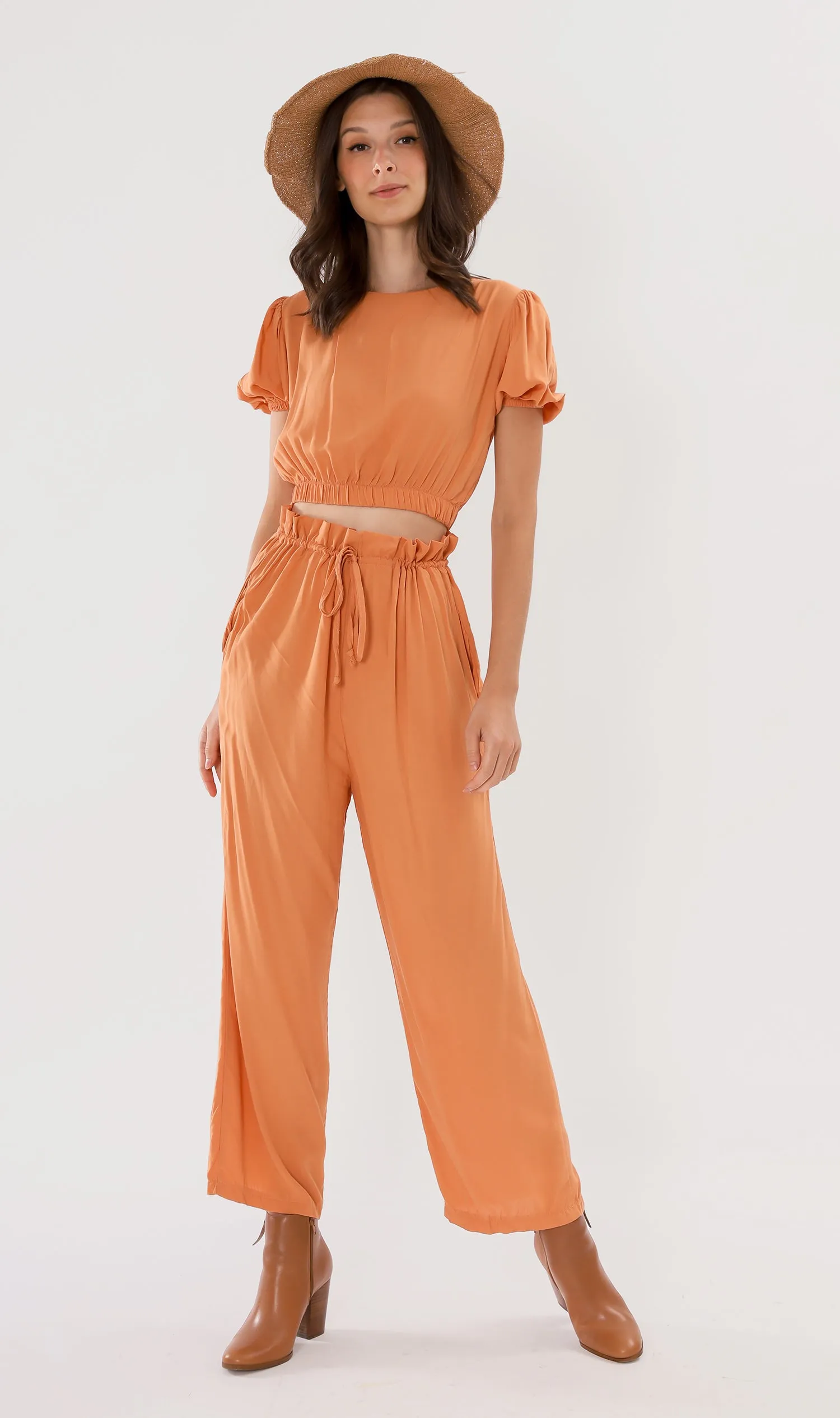 NIA Short-Sleeve Top & Pants Co-ord (Melon)